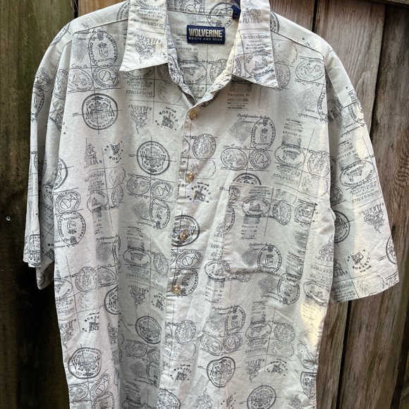 Wolverine Boots and Gear, Cream and Gray Casual Button Down shirt, size medium - Picture 1 of 7